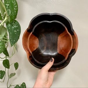 Set of two toned wooden bowls